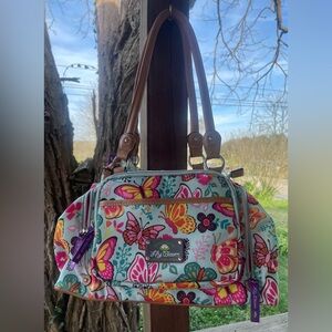 Lily Bloom Multi-Color Butterfly Floral Satchel Shoulder Bag